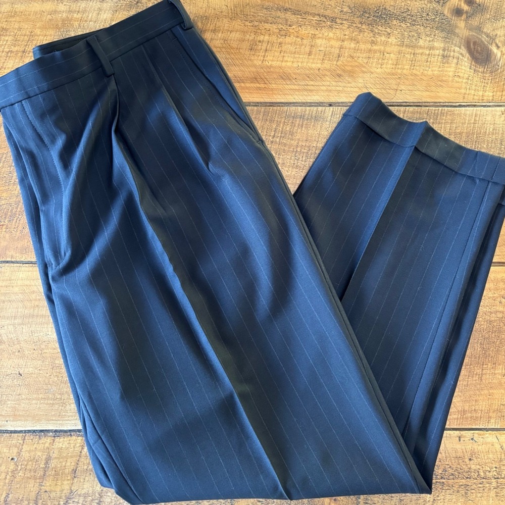 NWT Brooks Brothers "346" Mens Wool Dress Pants Navy Blue Pinstripe 44x31